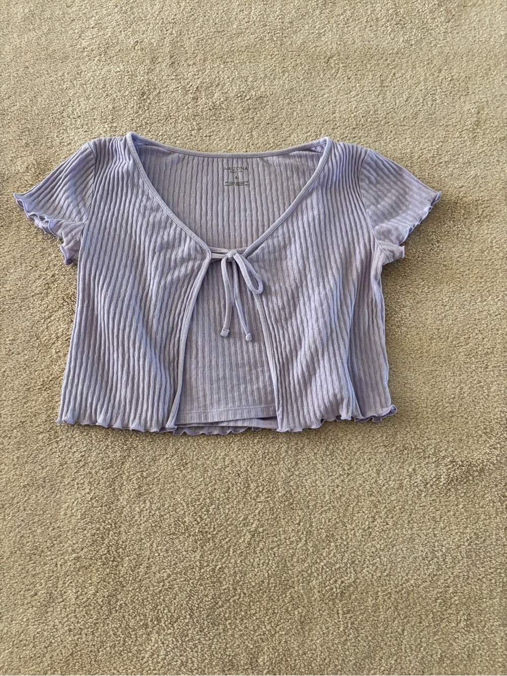 Arizona Jean Company Lilac Ribbed Tie-Front Crop Top